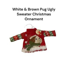 Pug Puppy Dog Ugly Sweater Christmas Tree Ornament Clothes Hanger Hook